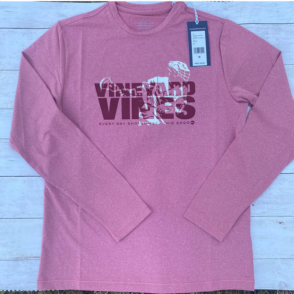 Vineyard Vines Boys' Drive The Net Lacrosse Long-Sleeve Performance Shirt(M)
